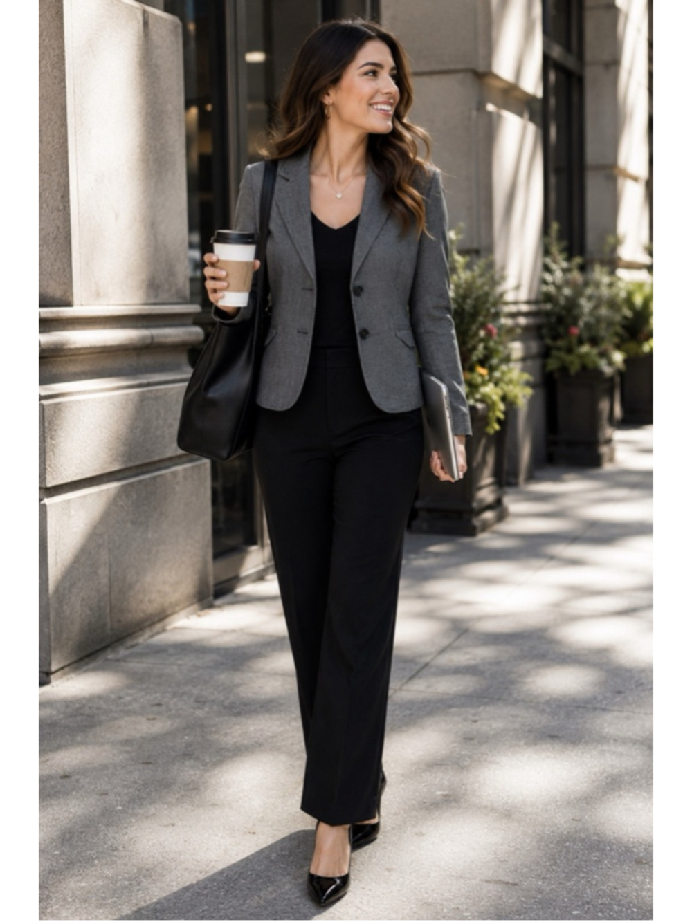 Charter Club Structured Gray Blazer Size 8 Career Office Chic Jacket